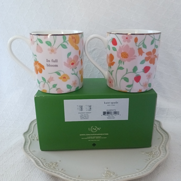 Kate Spade New York × Lenox Strawberry Garden Set of 2 Mugs Porcelain 12 oz - Picture 4 of 13